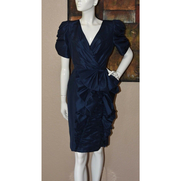 Amen Wardy Designer Vintage Satin Cocktail Party Dress - Picture 1 of 8
